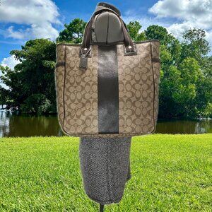 COACH Legacy Stripe Jet Set Signature C Travel Medium Tote Shoulder Bag 70588